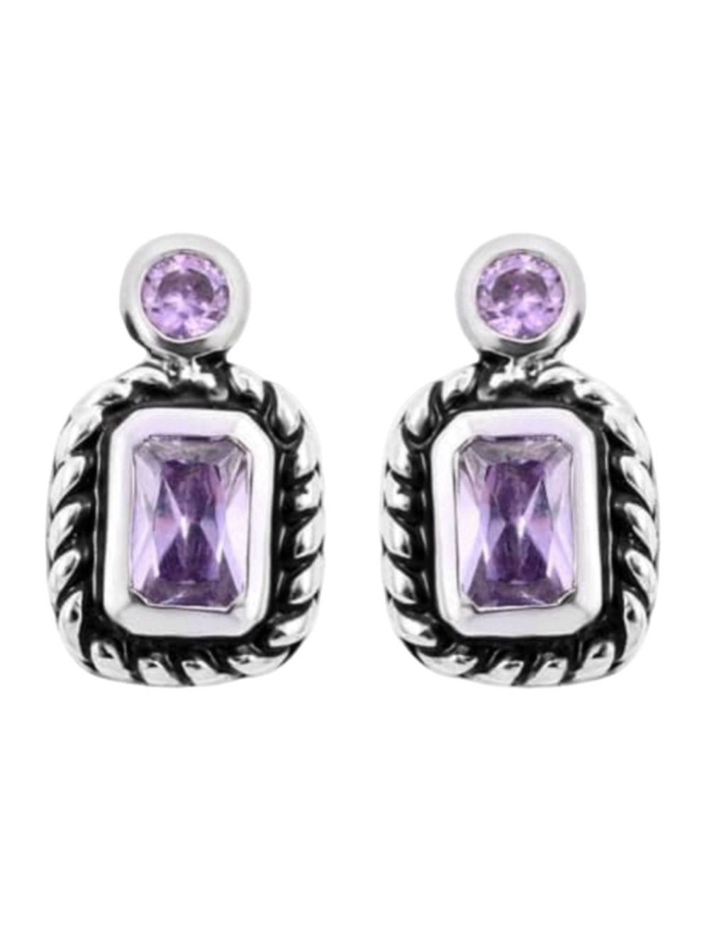NIB Women’s Purple Austrian Crystal Earrings in Silvertone